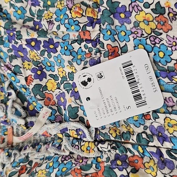 NWT Free People Ellia Printed Floral Smocked Ruffle Blouse Top - Picture 4 of 6